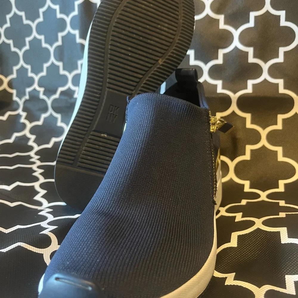 DKNY Women's Navy and Gold Slip-On Sneakers - Picture 2 of 5